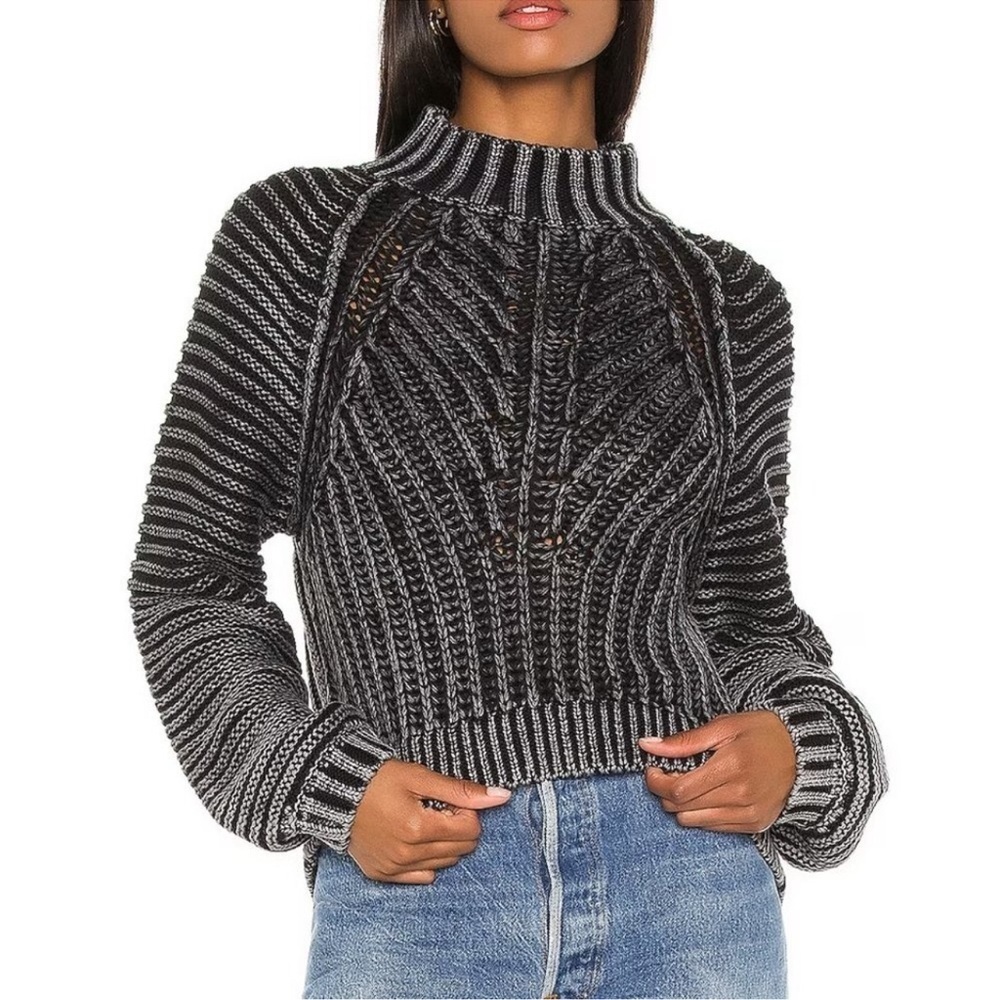 Free People Sweetheart Chunky Knit Oversized Balloon Sleeve Sweater Boho Grunge